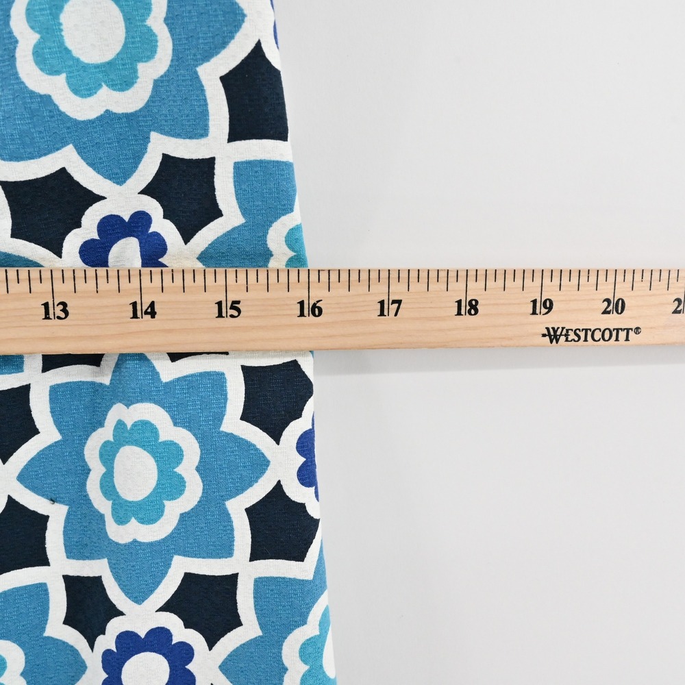 Trina Turk Moroccan Print Shift Dress Size 2 Blue Floral Sleeveless Pom Pom Trim - Picture 6 of 13